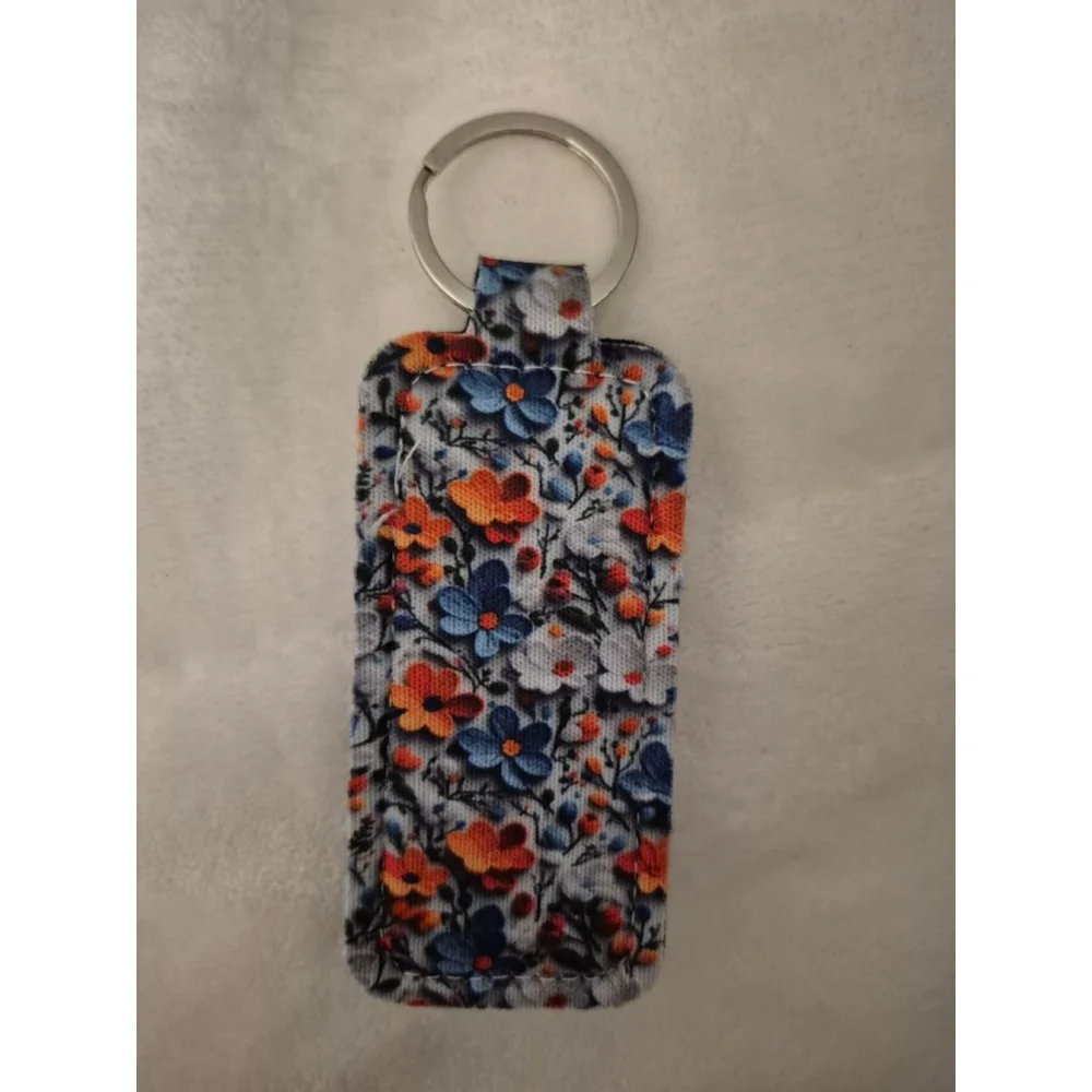 Women's Floral Lip Balm Keychain Holder One Size Blue Orange